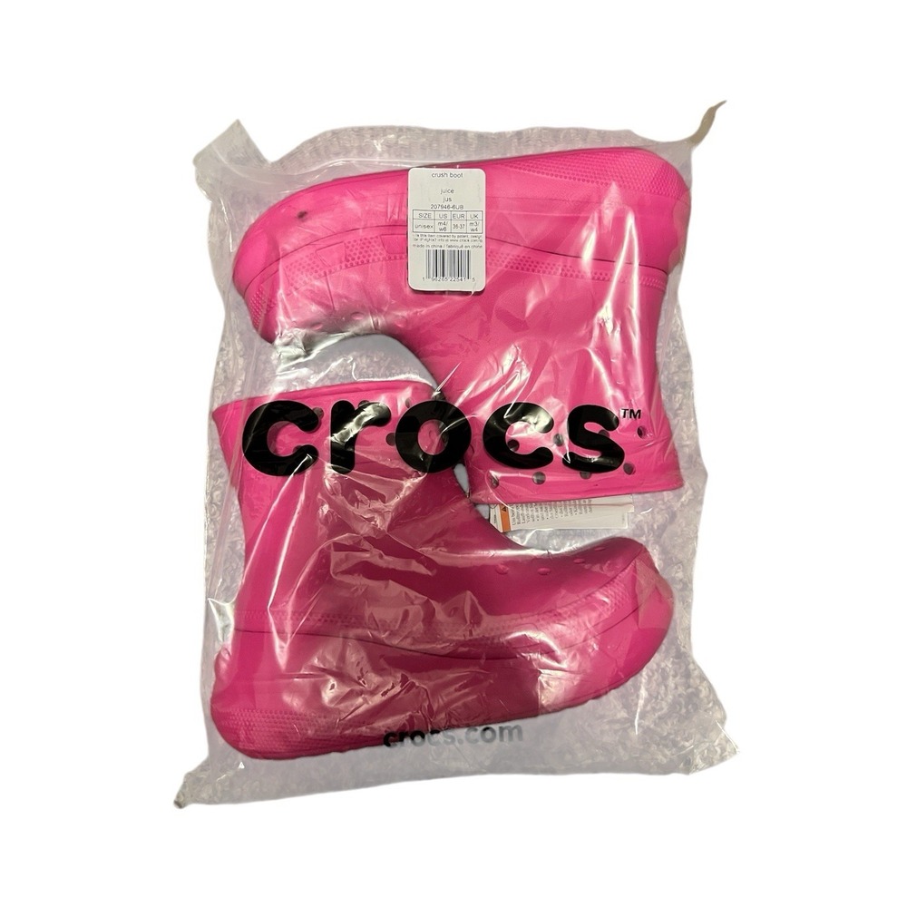 CROCS 207946-6UB Unisex  Crush Rain Boots in Juice - Pink SZ Women 6/Men 4